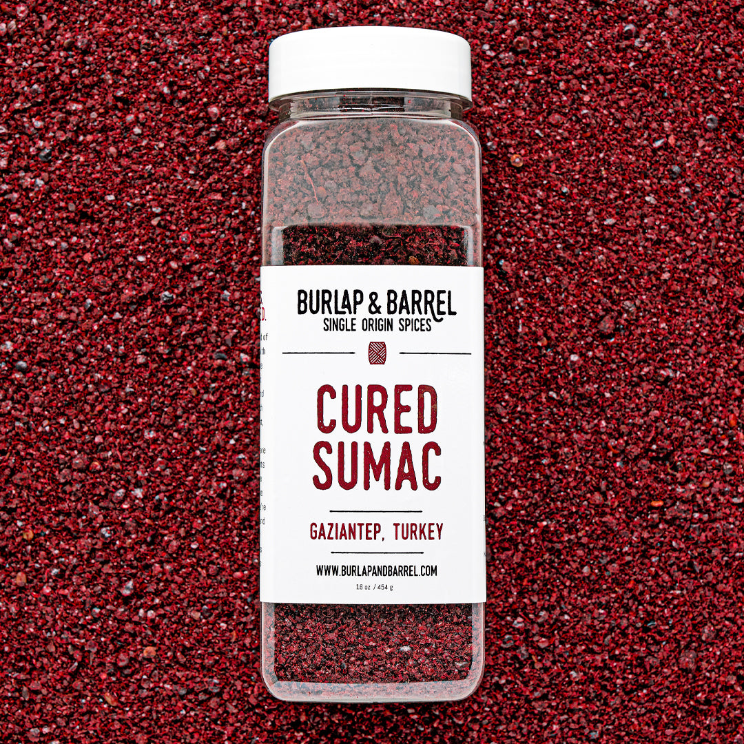 16 oz foodservice container of cured sumac from Burlap & Barrel