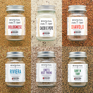 Marc Murphy 6-Spice Set: Bolognes, cacio e pepe, diavolo, riviera, chef's best friend and surf 'n' turf