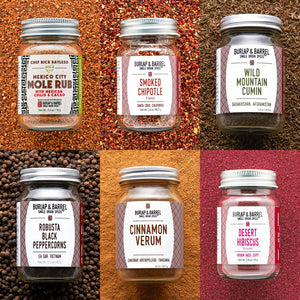 Rick Bayless Essential Spices 6 pack with Burlap & Barrel