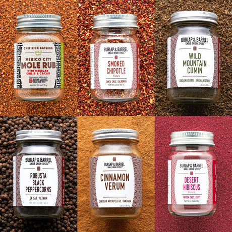 Rick Bayless Essential Spices 6 pack with Burlap & Barrel
